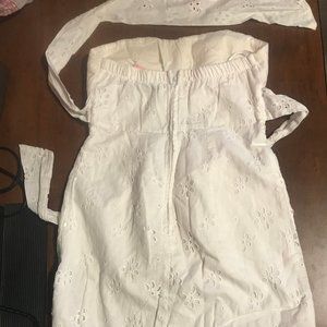 Floral Eyelet Strapless Blouse sz 3/4